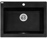 Laveo 490*580*220mm Black Granite Stone Sink Single Bowl