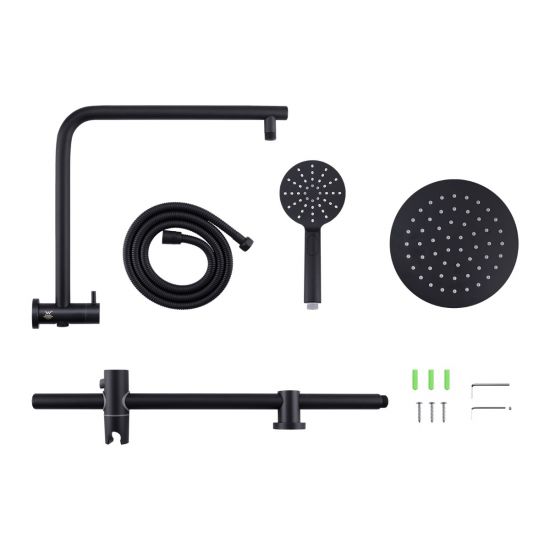 10'' Right Angle Round Shower Station Top Inlet - Matte Black