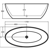 HAMILTON Gloss White Free Standing Bathtub with Non-Overflow (1700mm)
