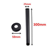 AQU Round Ceiling Shower Arm 300mm - Matte Black Technical Drawing