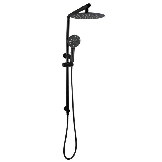 10'' Right Angle Round Shower Station Top Inlet - Matte Black