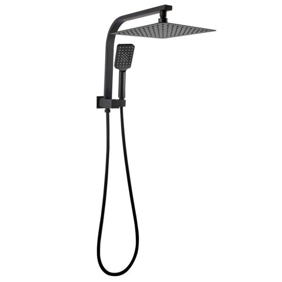 AQU 10" Square Shower Station Top Water Inlet - Black