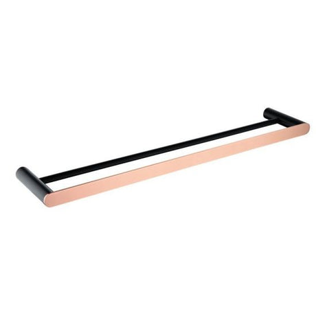 RUSHY Double Towel Rail 800mm - Black & Rose Gold