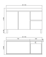 ABS DFL2 Dark Oak Freestanding Single Bowl Vanity 1200mm - Clearance