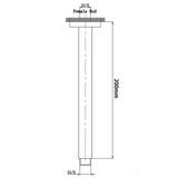 Cavallo Square Ceiling Shower Arm 200mm - Brushed Gun Metal Technical Drawing