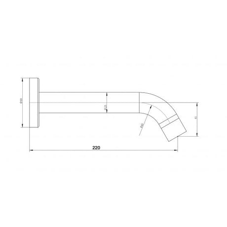 Pentro Round Bath Spout - Matte Black Technical Drawing