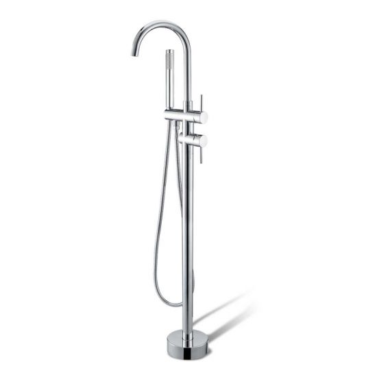 Pentro Round Freestanding Bath Mixer With Hand Held Shower - Chrome