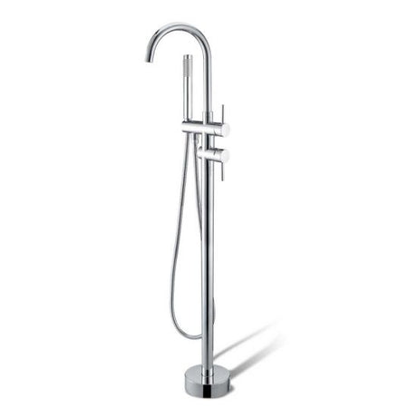 Pentro Round Freestanding Bath Mixer With Hand Held Shower - Chrome