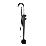 Pentro Round Freestanding Bath Mixer With Hand Held Shower - Black