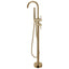Pentro Round Freestanding Bath Mixer With Hand Held Shower - Brushed Brass