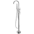 Pentro Round Freestanding Bath Mixer With Hand Held Shower - Brushed Nickel