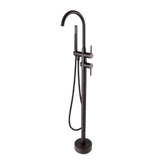 Pentro Round Freestanding Bath Mixer With Hand Held Shower - Brushed Gun Metal