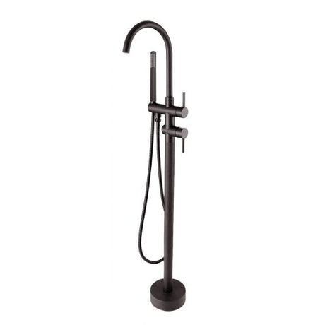 Pentro Round Freestanding Bath Mixer With Hand Held Shower - Brushed Gun Metal