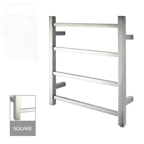 Square Electric Heated Towel Rack 4 Bars - Chrome