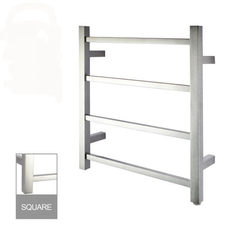 Square Electric Heated Towel Rack 4 Bars - Chrome