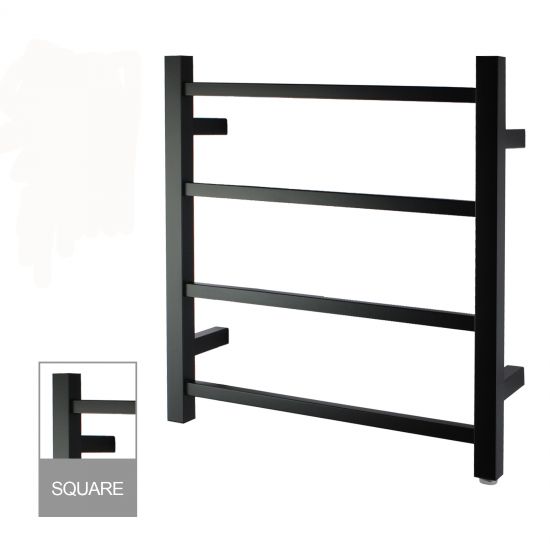 Square Electric Heated Towel Rack 4 Bars - Matte Black