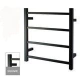 Square Electric Heated Towel Rack 4 Bars - Matte Black