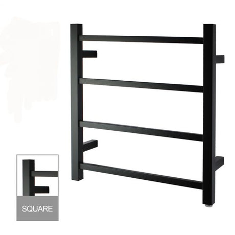 Square Electric Heated Towel Rack 4 Bars - Matte Black