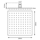Cavallo 250mm Soild Brass Shower Head - Brushed Gun Metal Technical Drawing