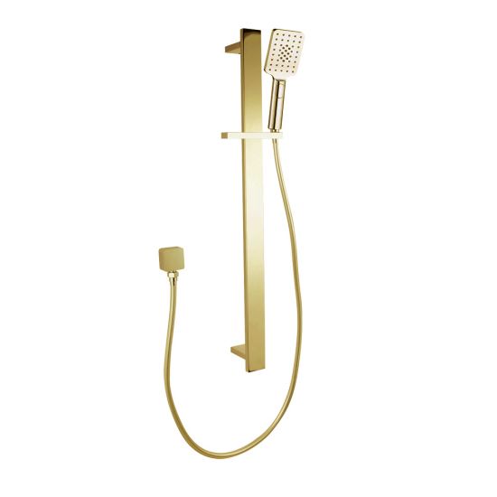 Bellino Square Handheld Shower Rail Set - Brushed Brass