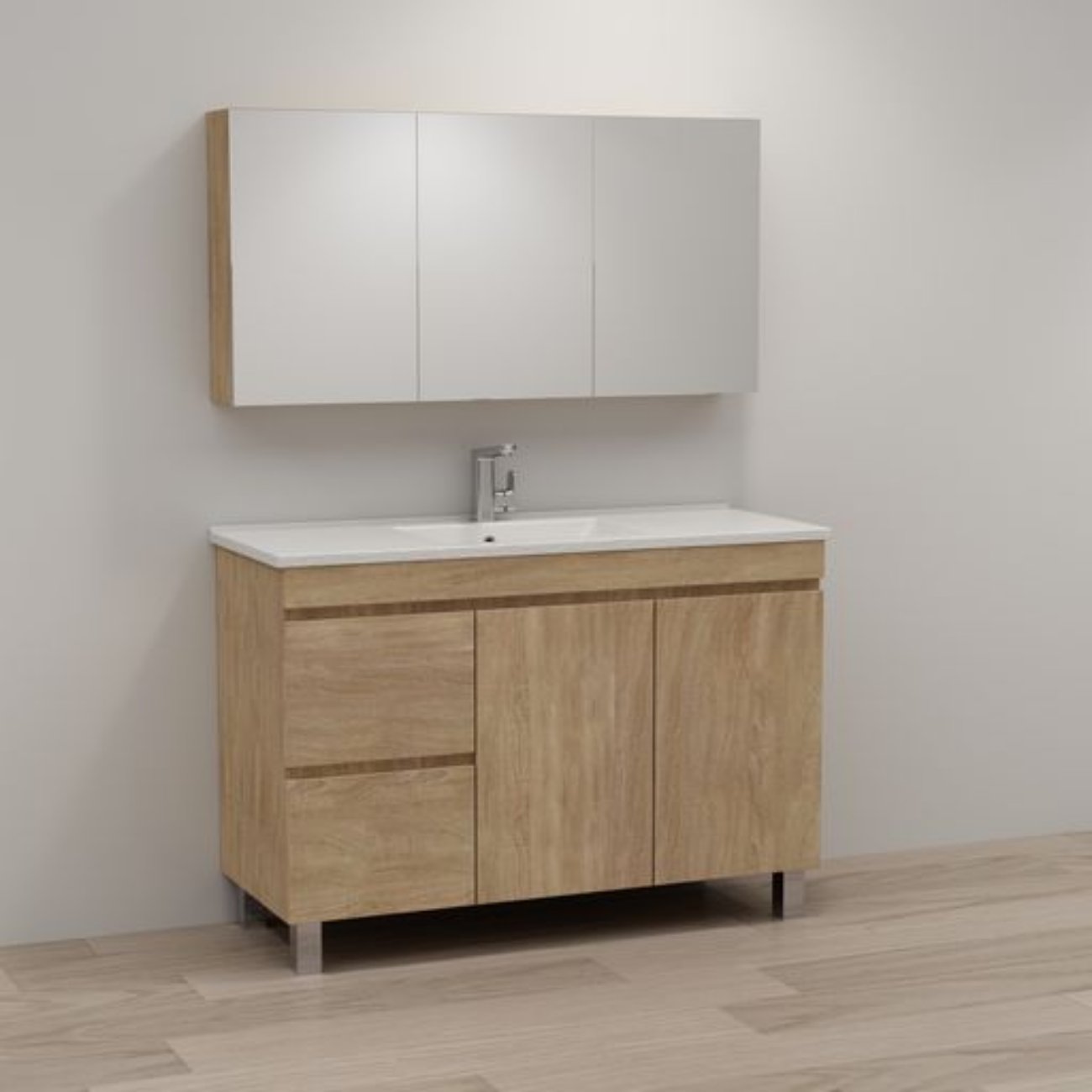 ABS MFL2 Light American Oak Freestanding Single Bowl Vanity 1200mm