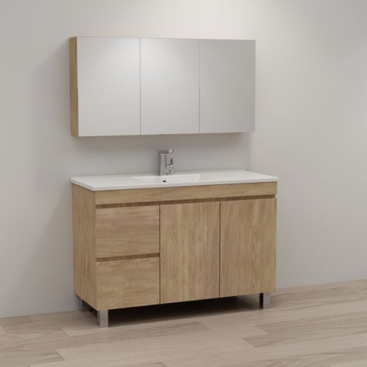 ABS MFL2 Light American Oak Freestanding Single Bowl Vanity 1200mm