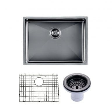 Gunmetal Stainless Steel PVD Single Bowl Kitchen Sink (600x450x230)