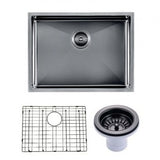 Gunmetal Stainless Steel PVD Single Bowl Kitchen Sink (600x450x300)