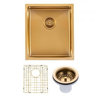 AQU Brushed Brass Kitchen Sink Set (390x450x215)