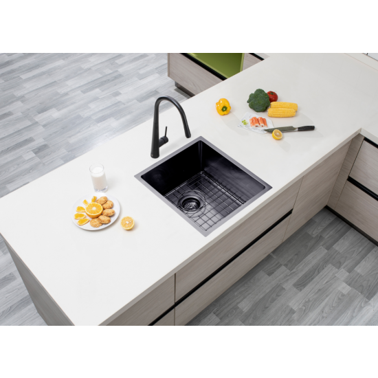 Gunmetal Stainless Steel PVD Single Bowl Kitchen Sink (390x450x215)