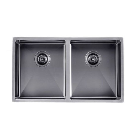 Gun Metal Grey 820x457x230mm 1.2mm Handmade Top/Undermount Double Bowls Kitchen Sink