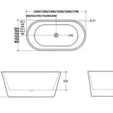 SHANTY Free-Standing Bathtub with Non-Overflow (Gloss White) (Optional Sizes)