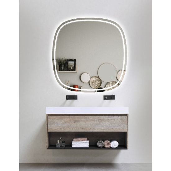 AQUA LED Rounded Edge Anodising aluminium Frame Mirror 600/750mm