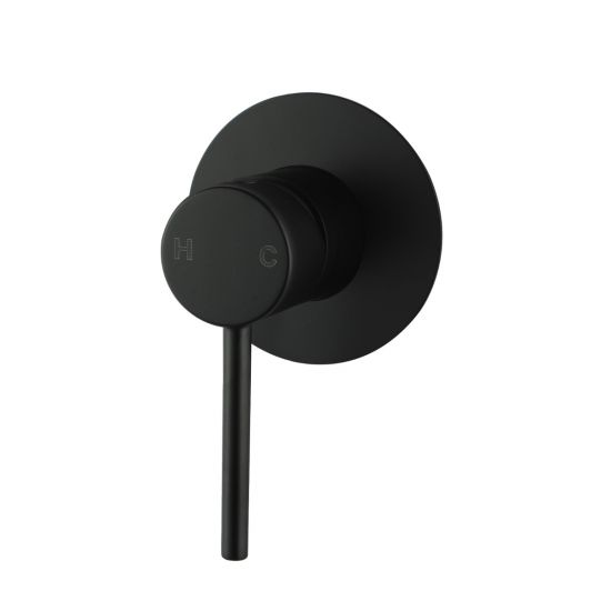 Pentro Round Shower Mixer With 65mm Thin Plate - Matte Black