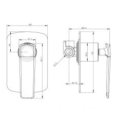 Esperia Wall Mixer - Matte Black Technical Drawing