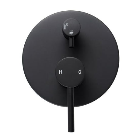 Pentro Round Wall Mixer Tap With Diverter - Matte Black