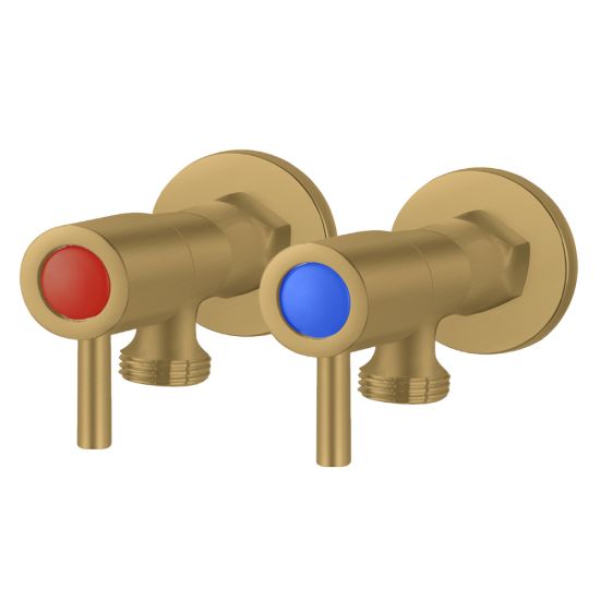 Pentro Round Brass Washing Machine Taps Set - Brushed Brass