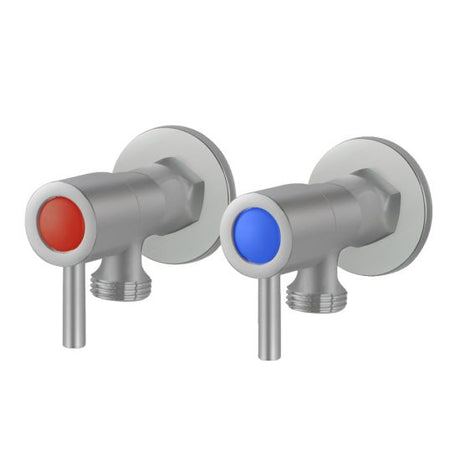 Pentro Round Brass Washing Machine Taps Set - Brushed Nickel