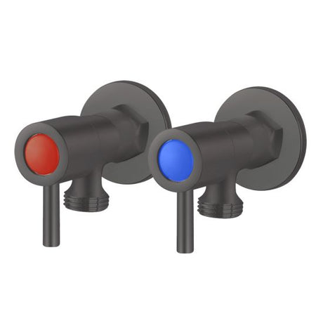Pentro Round Brass Washing Machine Taps Set - Brushed Gun Metal
